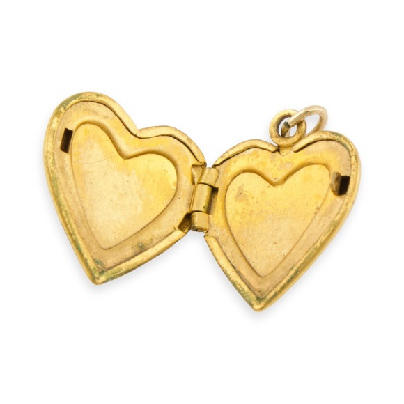 Vintage Heart Shaped Picture Locket Pendant Gold Tone - Picture 4 of 5